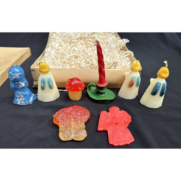 Vintage Christmas CANDLE LOT GURLEY TAVERN Mushroom FIGURE Cute! In Box 6C - Picture 10 of 12